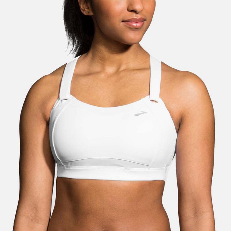 Brooks Women's JUNO SPORTS Sports Bras - White - Canada (QIURP-4671)